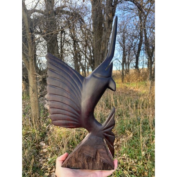 Vintage Midcentury Carved Ironwood Swordfish Statue 15.5" - Picture 11 of 14